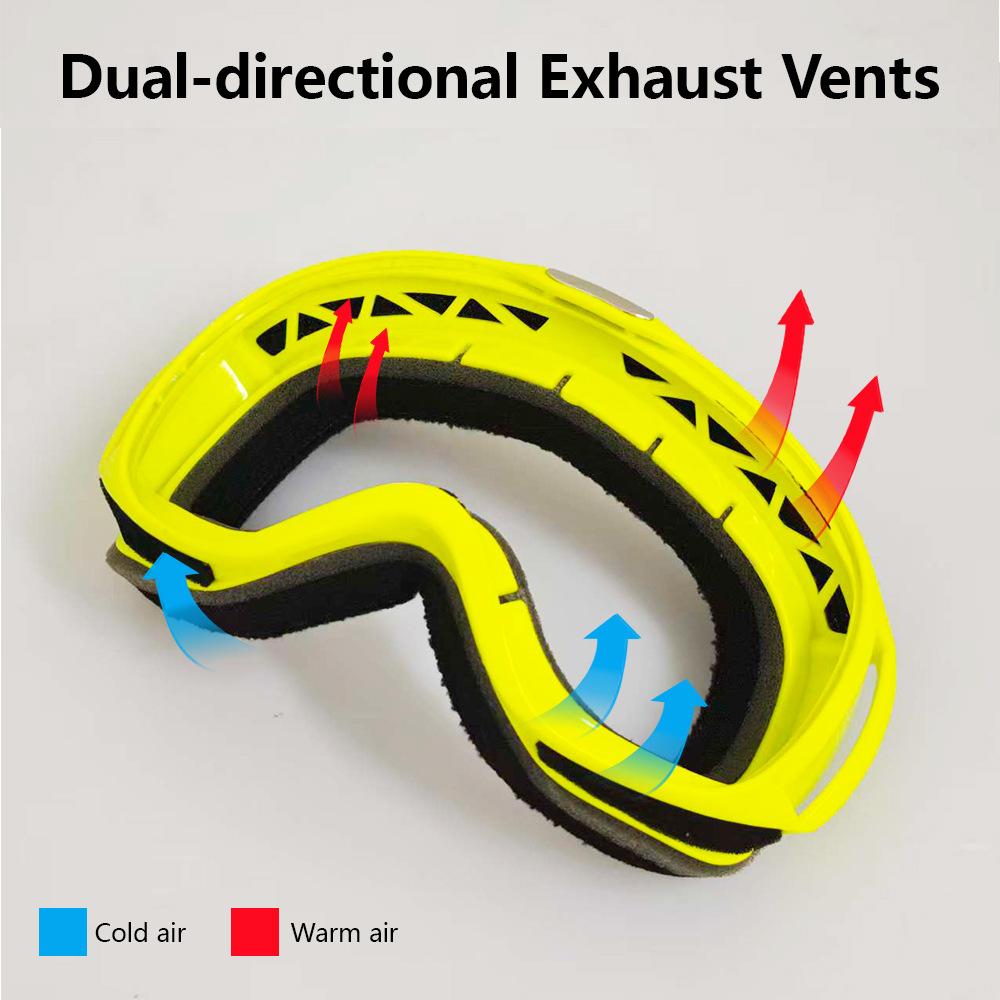 Children's sports snow goggles, sunglasses, anti-fog and windproof lenses, compatible with prescription lenses, for skiing, snowboarding, and