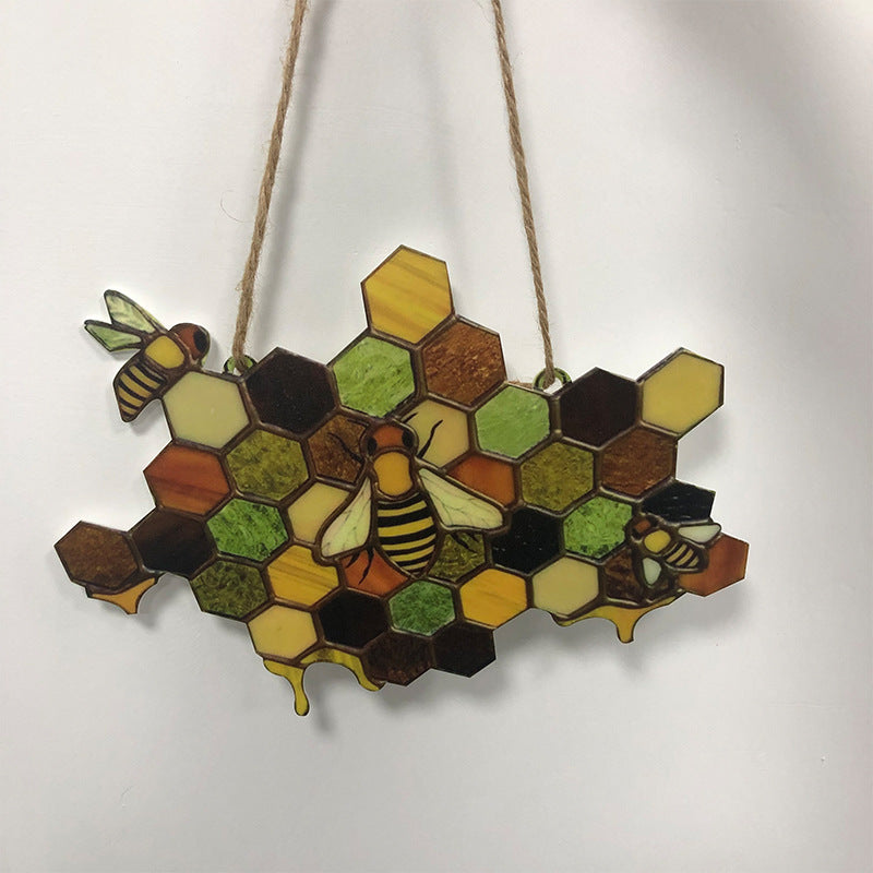 Wall Hangings Acrylic Beehive Suncatcher Bumblebees Hanging Window Decoration 20 Inch By 15 Cm