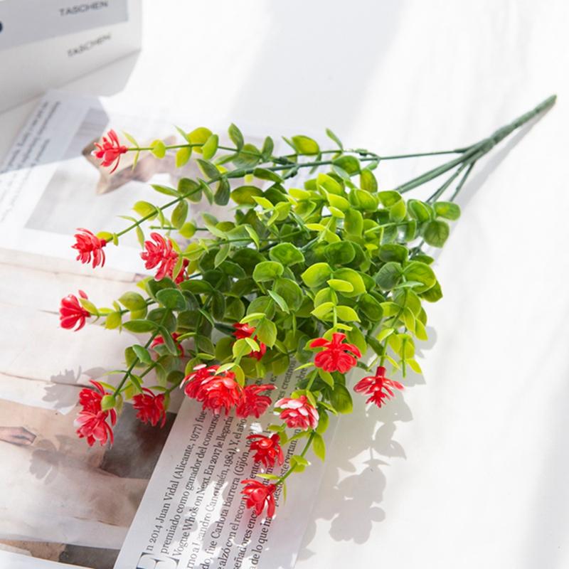 Искусственные пластиковые цветы Искусственное растение эвкалипта Свадебный букет Рождественский декор Ваза для дома подоконник бонсай Фестиваль