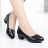 Women's Pumps Patent Leather Work Shoes Comfortable Women Middle Heel Casual Black Pu Leather Loafers Square Heeled Shoes Woman