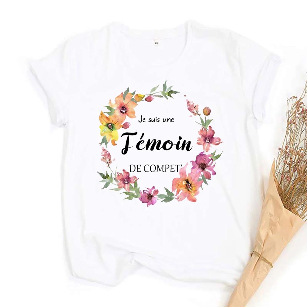 Футболка с цветочным принтом Temoin, футболка для девичника, одежда для свидетелей на свадьбе, топ для подружек невесты, свадебный наряд, футболка