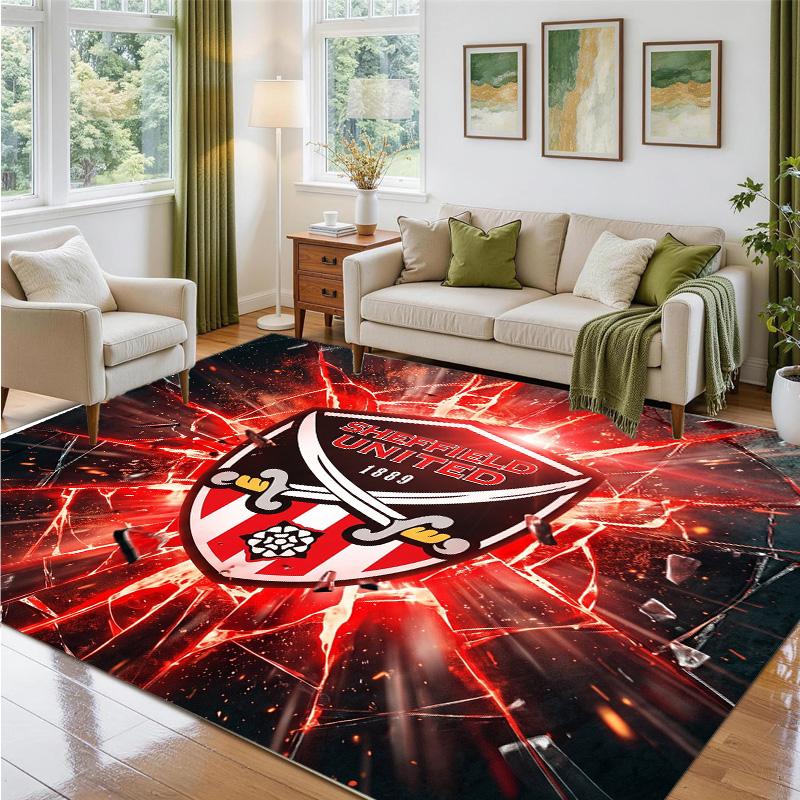 Sheffield United Football Design Crystal Velvet Rug Soft Decorative Mat for Bedroom Entrance