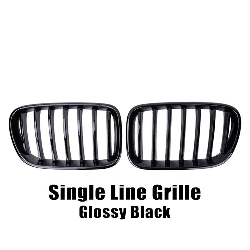 All Black Single Line Style Front Bumper Grilles For BMW X3 F25 2010-2013 Silver Diamonds Style Racing Double Slat Grills