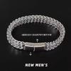 Mens Titanium Steel Bracelet With Dual-Tone Polished Cuban Link Design Hypoallergenic Anti-Tarnish 18K Gold Plated