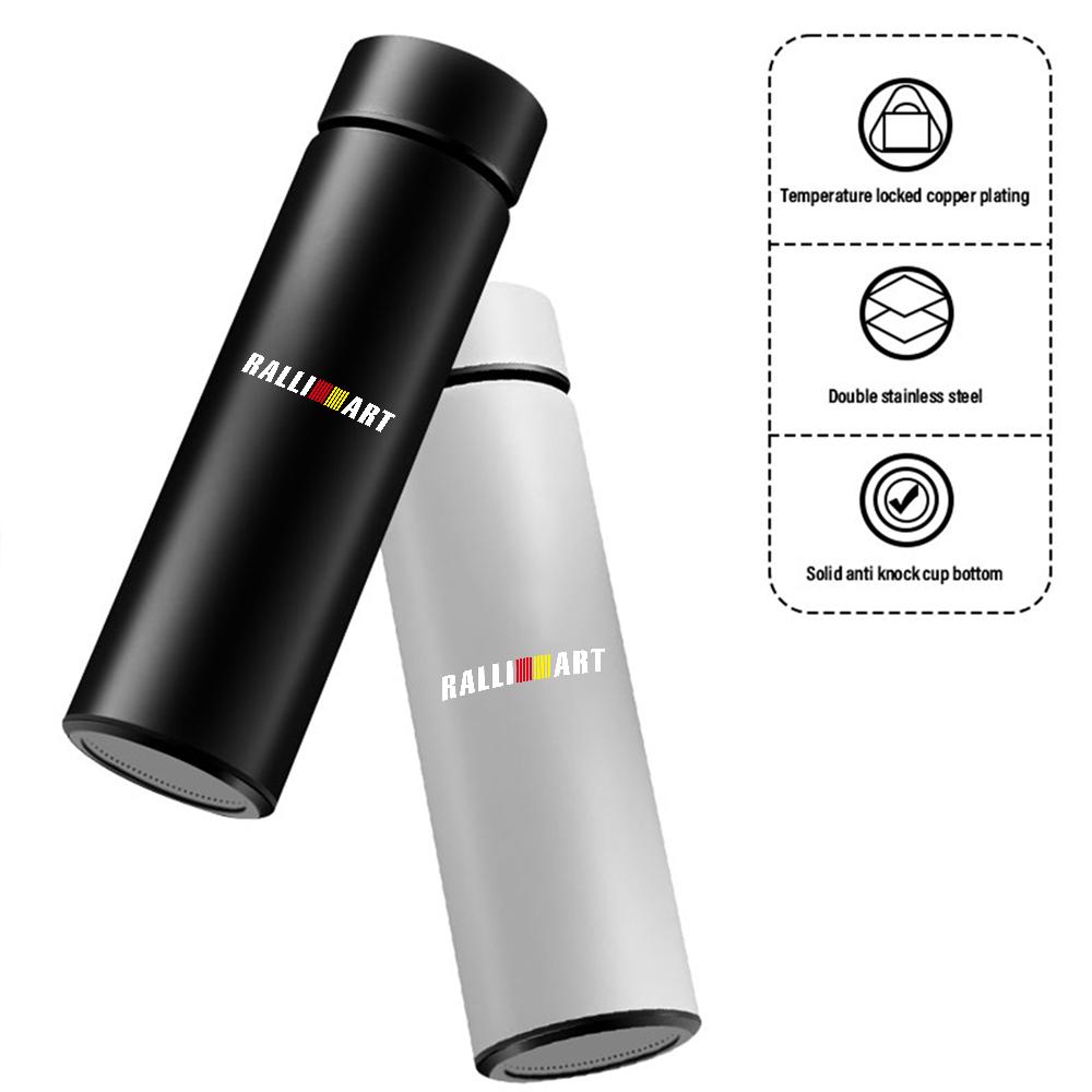 zjvc8 Car Badge Thermos Mug Leak Proof Thermo Cup 304 Stainless Steel Smart Thermos Bottle For Mitsubishi Ralliart Pajero Eclipse l200