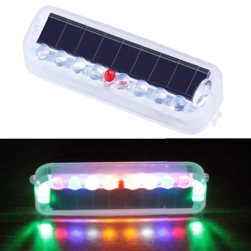 Solar Powered LED Strobe Warning Light Colorful Flashing Signal Lamp Auto Emergency