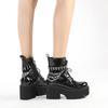 Модные женские ботинки в панк-стиле, ботинки на платформе, высококачественная кожа, готические женские ботильоны, цепочка, массивная толстая подошва, ботинки Botas Mujer