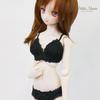 [Petite Marie] Комплект нижнего белья, подходящий для бюста размера 13 DD DDS M: Комплект бюстгальтера и трусиков, Черный, Гладкий материал, Цветочная вышивка, Цветочное кружево, Кукла 60 см, BJD