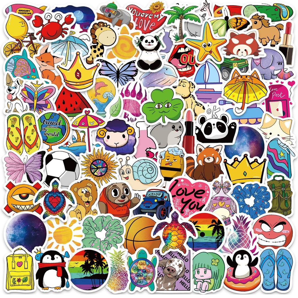 100 Small Size 4cm Small Fresh American Mix and Match Stickers Vinyl Waterproof Temu Stickers