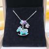 Cute Animal Female Rainbow Enamel Round House Pendant Necklace Vintage Gold Silver Color Wedding Jewelry For Women