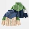 Stand Collar Autumn and Winter Fashion Warm Kids Coat Soft Loose Polyester Material Boys' Color-block Fleece Jacket