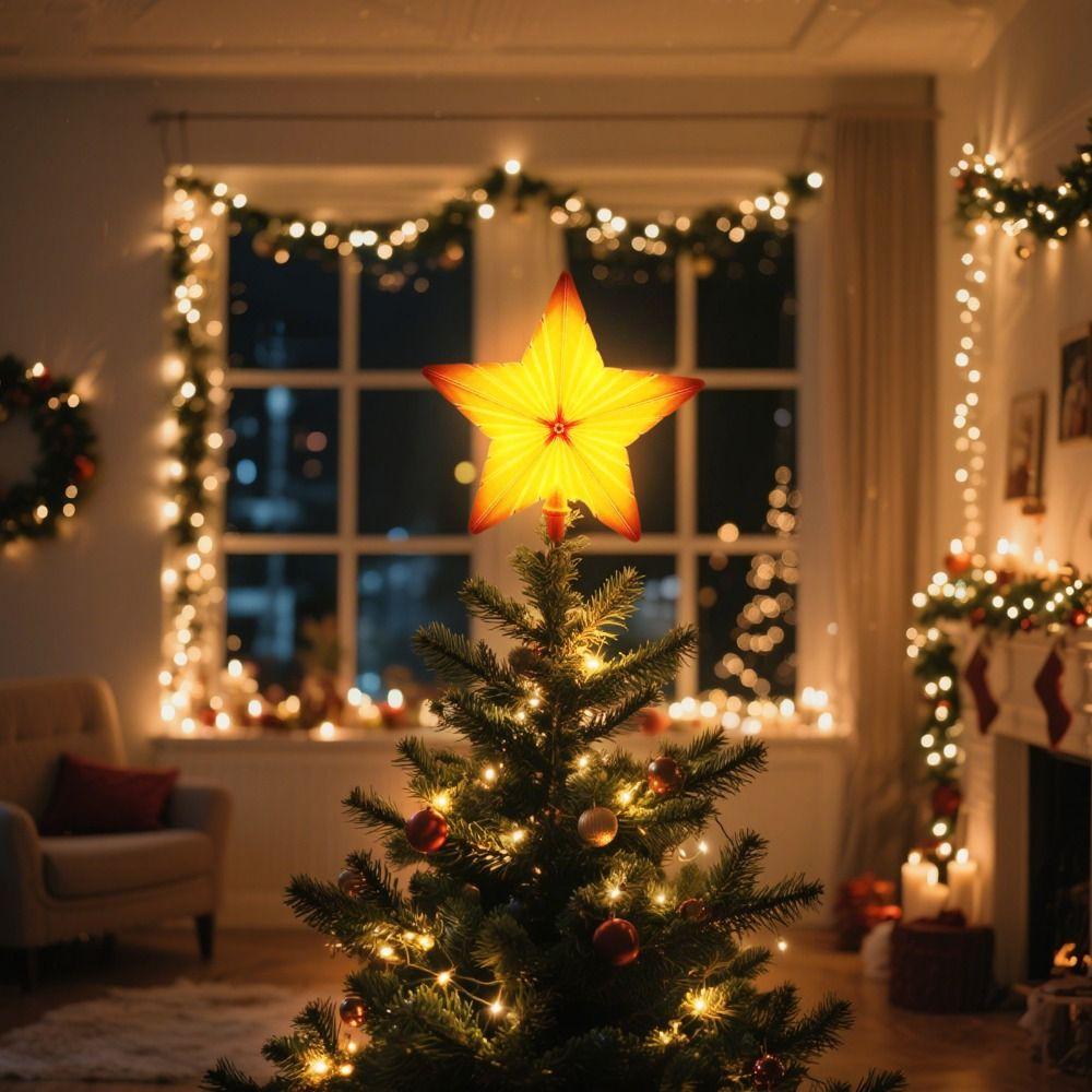 Блестящая сверкающая звезда на верхушку рождественской елки Изысканная высота 32 см Рождественская светящаяся звезда на верхушку елки Звезда для новогодней ночи