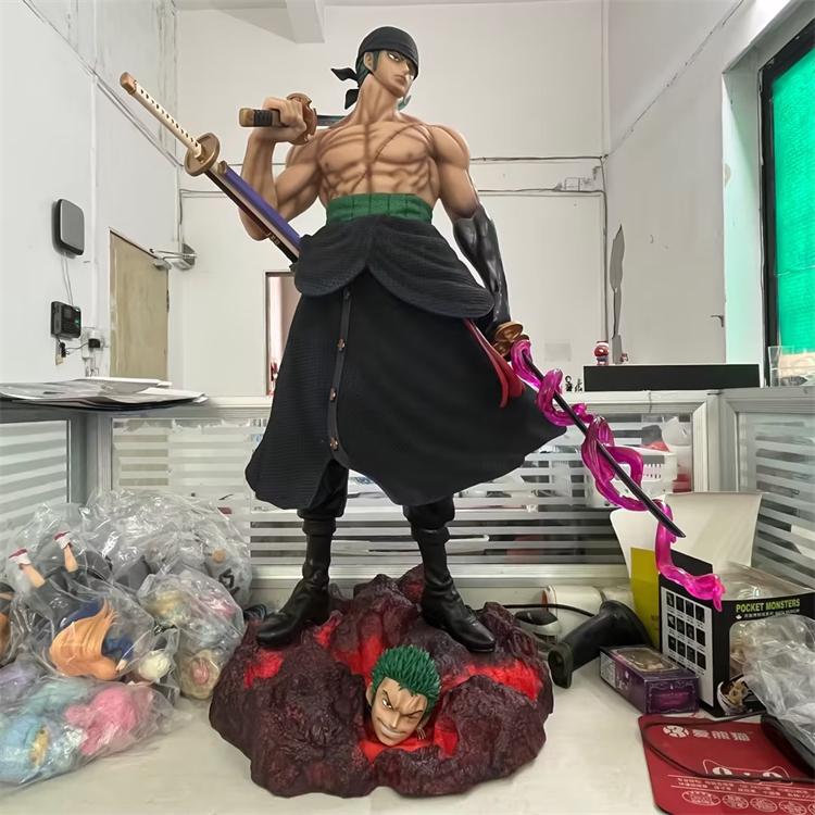 New 73CM One Piece GK Platform Large Knife Carrying Double-Headed Carving Scene Statue Box Handheld Model Toy for Collectors