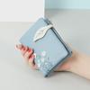 Women's Soft Leather Short Wallet with Multiple Card Slots & Daisy Print