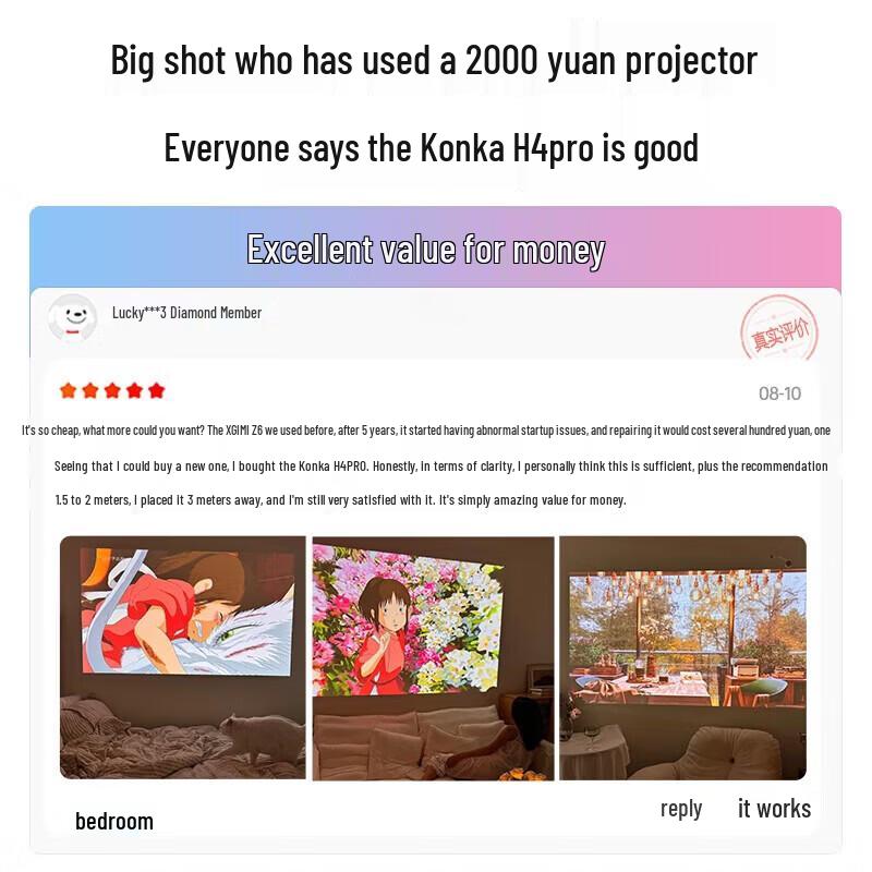 KONKA H4 Pro Portable Projector with Gimbal Stand & Folding Screen (CN version)