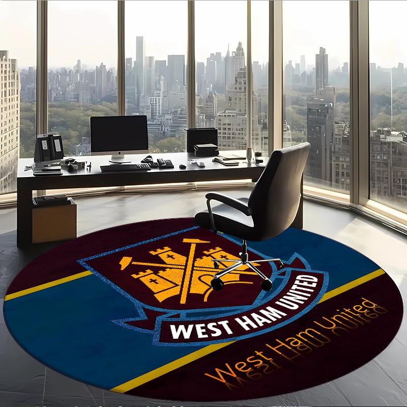 West Ham United Fc (1) Round Office Rug Decorative Floor Rug for Office Bedroom Living Room and Home Space