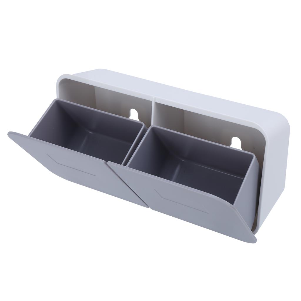 Настенный откидной чехол для косметики, съемный моющийся органайзер для ватных дисков для ванной комнаты, белый, серый