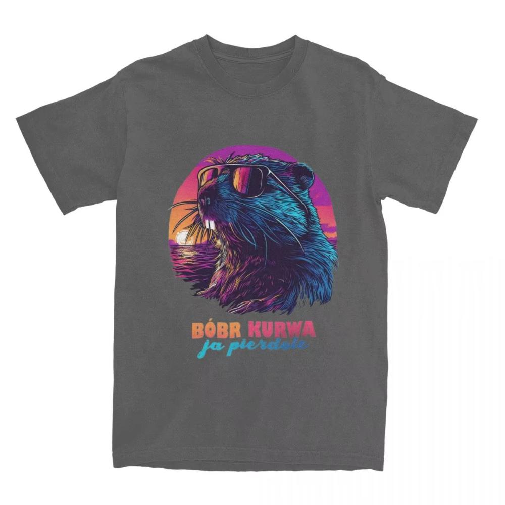 Summer T Shirt Synthwave Polish Beaver Meme Bobr Bober Kurwa Unisex Women TShirts Novelty Tee Shirt Streetwear Design Cotton Tops