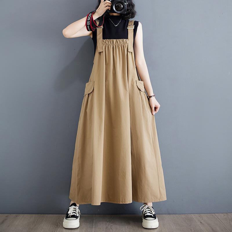 Элегантный летний корейский сарафан большого размера на тонких бретелях