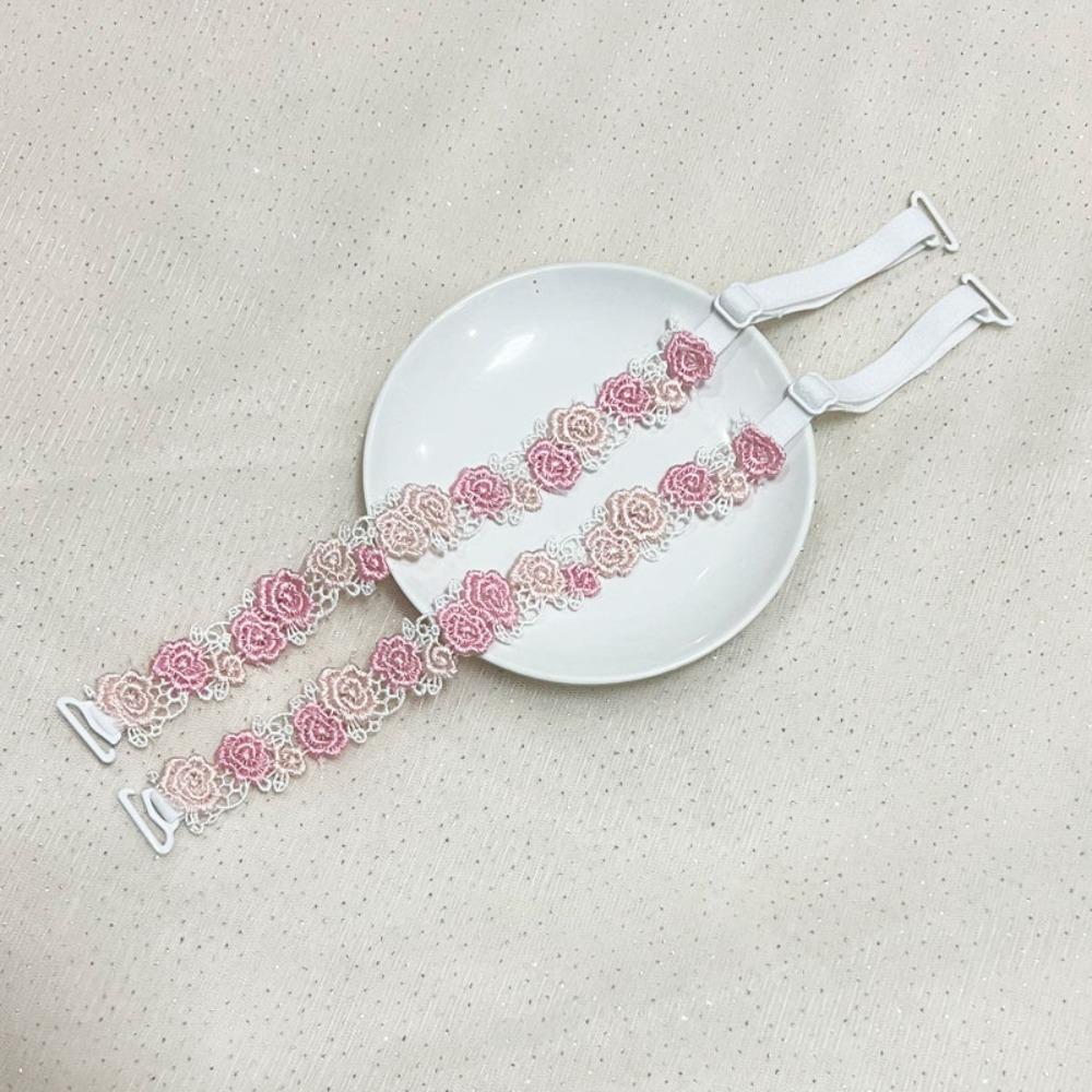 Adjustable Floral Bra Straps with Lace Trim Flower Lingerie Strap Fashion Underwear Strap  Women