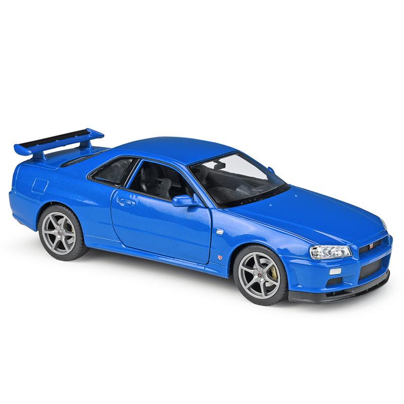 Welly 1/24 Nissan Skyline GTR R34 Сплав Модель Спортивного Автомобиля Литые Металлические Гоночные Автомобили Транспортные Средства Модель Симуляция Детские Игрушки Подарок