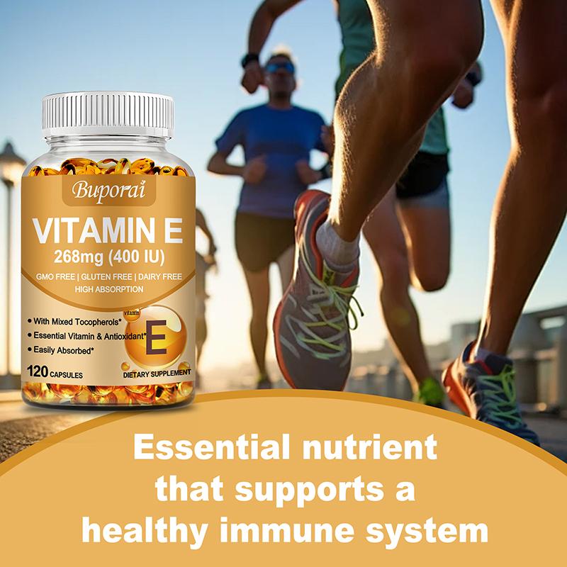 Buporai Vitamin E 268mg 400 IU Softgels - Antioxidant Support, Skin Health, Daily Wellness