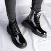 Модные повседневные мужские ботинки из искусственной кожи на шнуровке с толстой подошвой и круглым носком, модные британские повседневные ботинки с защитой от скольжения, мотоциклетные ботинки