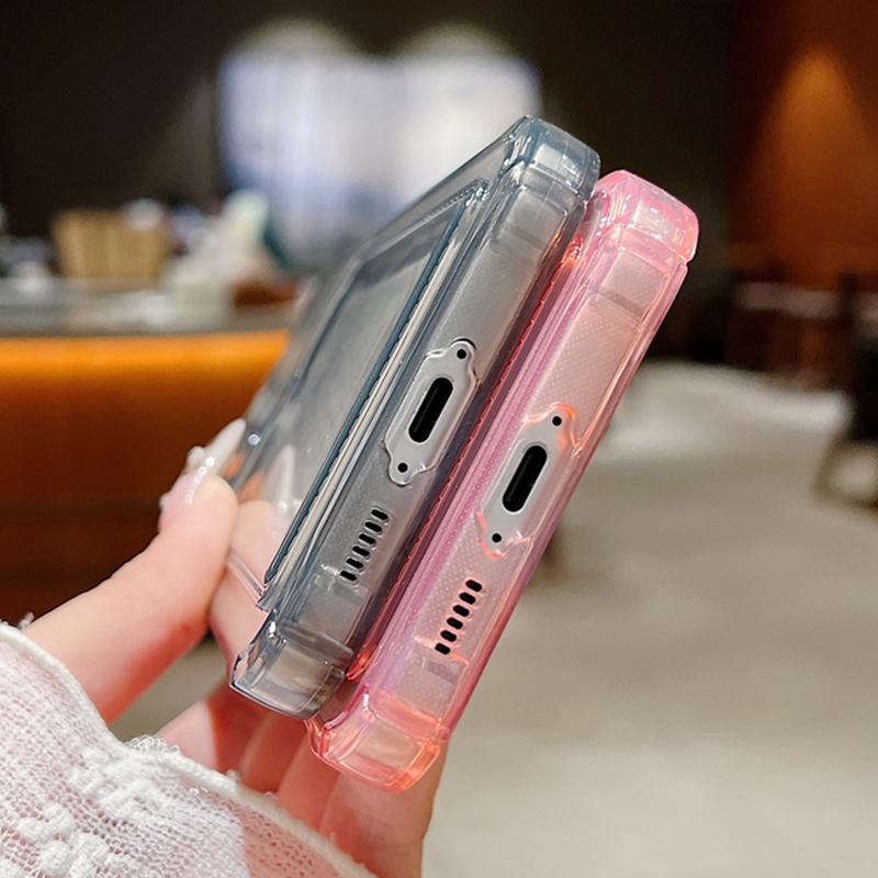 Cherry Print Card Slot Clear Soft Silicone Case For Samsung S25 Ultra S24 FE S23 S22 A36 A56 A55 A16 A06 A15 A26 Slim Shockproof Phone Cover