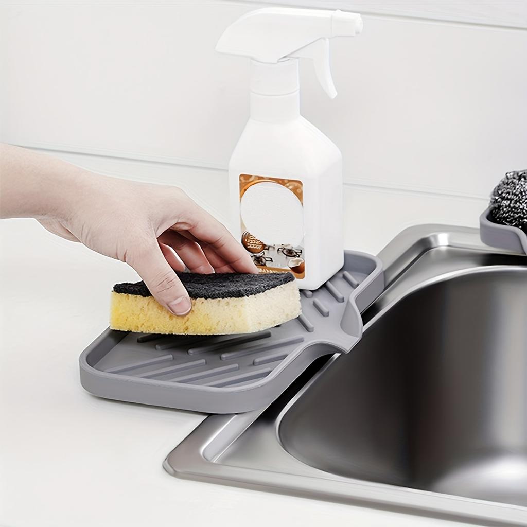 1PC Kitchen Sink Soap Sponge Tray Self Draining Premium Silicone Soap Holder for Bathroom Caddy Organizer