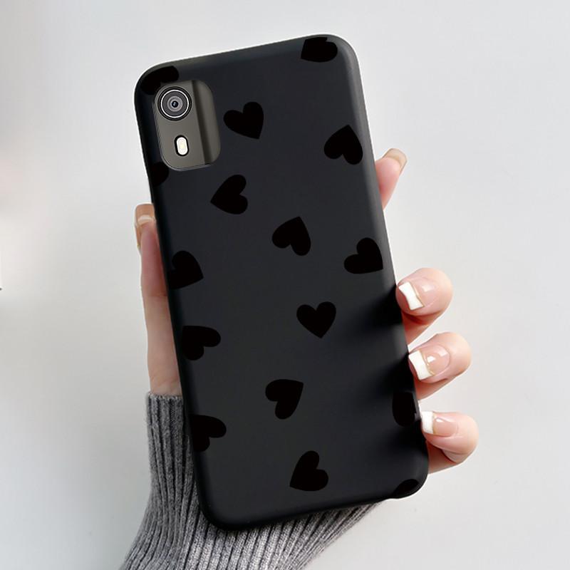 Чехол для телефона Nokia C02 Милый Забавный Любовь Кролик Животное Черный Матовый Мягкий ТПУ Защитная Задняя Крышка для Чехла Nokia C2 2-го Поколения