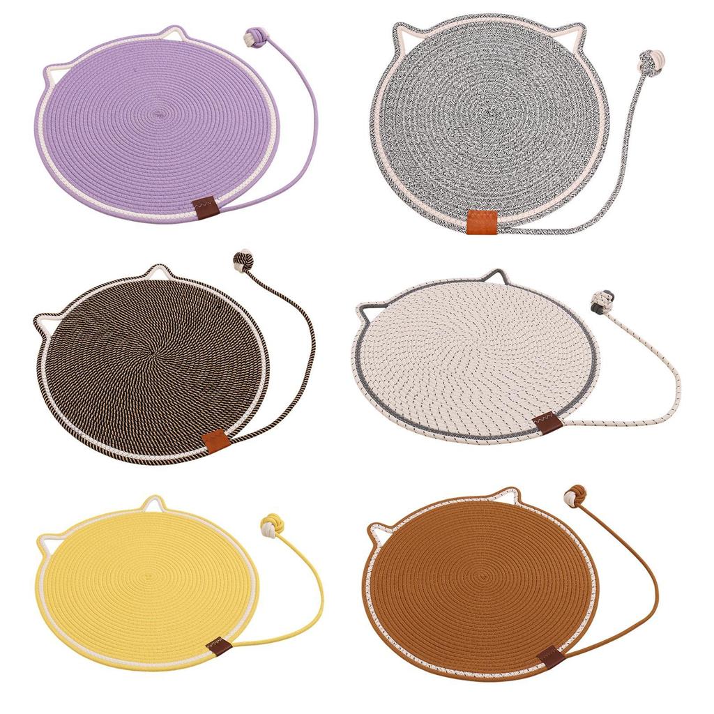 Cat Scratch Cotton Rope Scratcher Horizontal Floor Scratching Board Engaging Ball Toy Sturdy