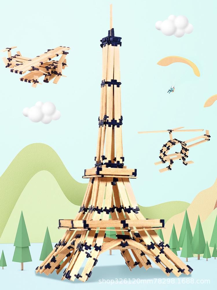 Kids' Master Architect Interlocking Wooden Building Blocks – Educational Assembly Toys for Kindergarten