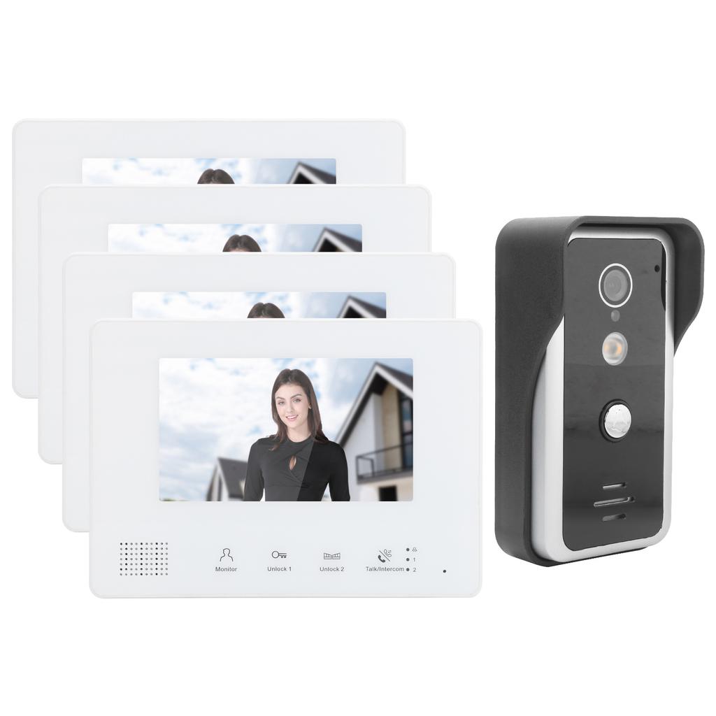 7in TFT 2?Wire Systerm Visual Doorbell Intercom System Night Vision Door Phone with 4 Displays