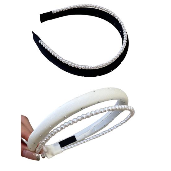 Обруч для волос с имитацией жемчуга, легкий, двухслойный, французский обруч для волос, мягкий на ощупь