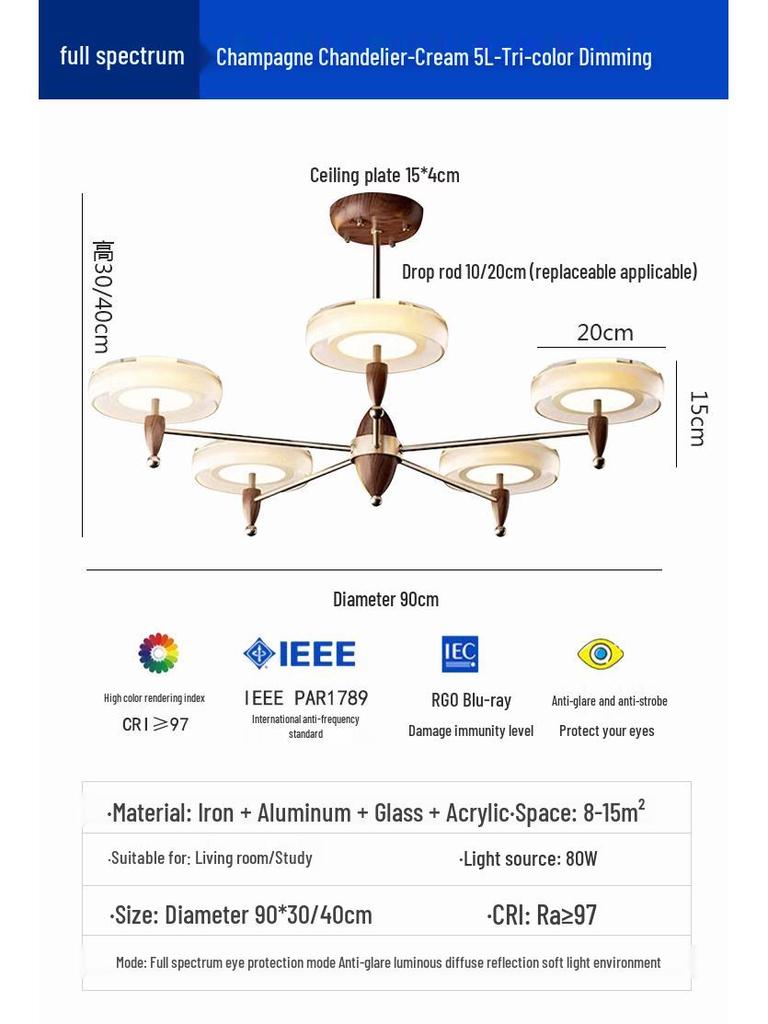 Французский винтажный стиль Современная минималистичная люстра для столовой, кабинета, спальни или прохода
