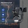 Новая IP-камера EU 12MP 6K WiFi с тремя объективами и двойным экраном, уличная PTZ-камера, 8-кратный зум, защита домашней безопасности, беспроводное Wi-Fi видеонаблюдение