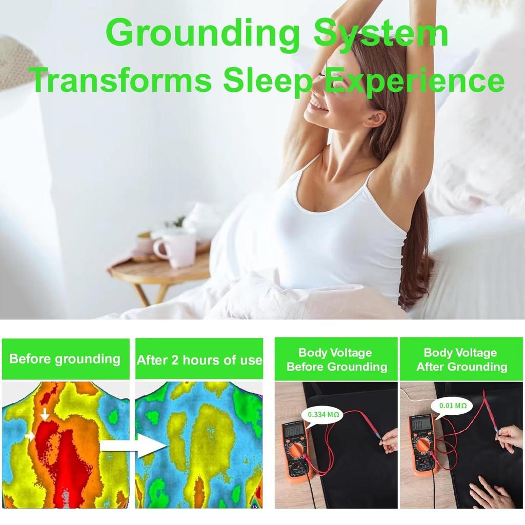Заземляющий коврик 27×76 дюймов для лучшего сна, облегчения боли и снижения стресса - Заземляющий коврик с заземляющим шнуром, идеально подходит для сна