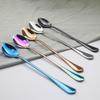 6Pcs Colorful Cutlery Set Stainless Steel Long Handle Spoon Dinnerware Dessert Ice Cream Coffee Spoon Stirring Spoon Silverware