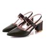 Fashion Shallow Mouth Velvet Shoes Pointed Heel Sandals Buckle Strap Suit Female Beige 2025 Women's Large Size Suede Black New Block Big