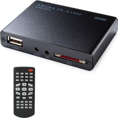 Выход Sanwa Direct Media Player Совместимость с картами USB Воспроизведение MP4 Функция автозапуска Кабель HDMI в комплекте Память HDMI/RCA/SD 400-MEDI020H