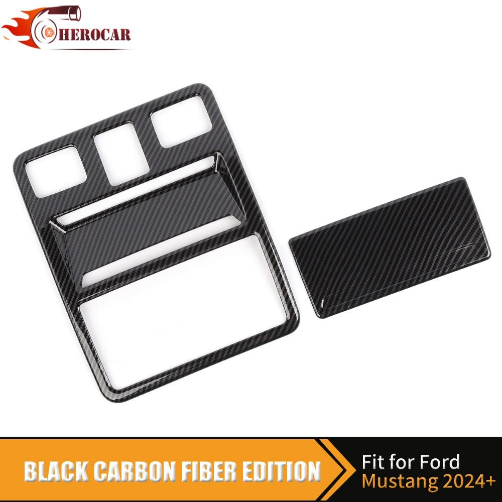 2x Roof Reading Light Lamp Sticker ABS Carbon Fiber Trim For Ford Mustang 24 25