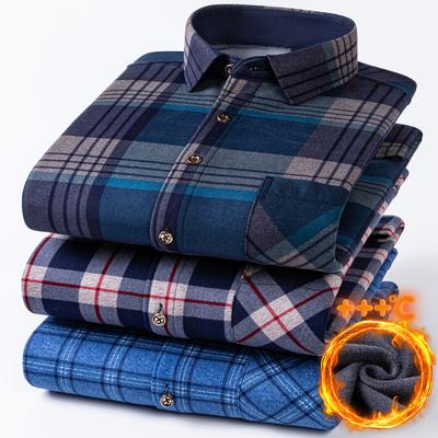 Новая мужская рубашка больших размеров 8XL 7XL 6XL, осенне-зимняя, флисовая, утолщенная, теплая, с длинным рукавом, в клетку, деловая, повседневная, приталенная, мужская одежда