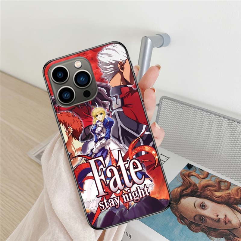 Bilibili F-Fate Stay Night Чехол для телефона Для Iphone 17 Air 16 15 Pro Max 14 Plus 16E Coque 13 Pro 12 Mini 11 Прозрачный Чехол Силиконовый C