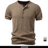 Новая мужская футболка с воротником-хенли, мягкая, дышащая, с коротким рукавом, повседневная, для ежедневной носки, легкий летний топ для мужчин