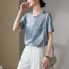 Mulberry silk jacquard round neck short-sleeved shirt for women
