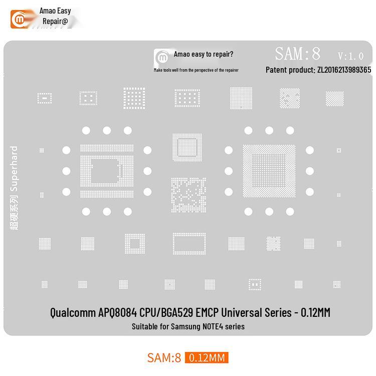 Amao Подходящий трафарет для паяльной пасты для Samsung S20/S21/A70/A90/J720/S10+/Note10 Многоцелевой чип