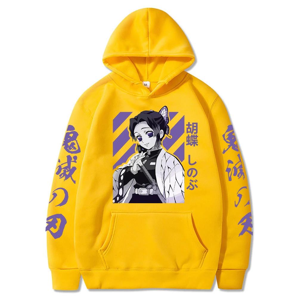 Demon Slayer Shinobu Kochou Graphic Hoodies Kimetsu No Yaiba Anime Hoodie Spring Warm Pullover Sweatshirts Tops