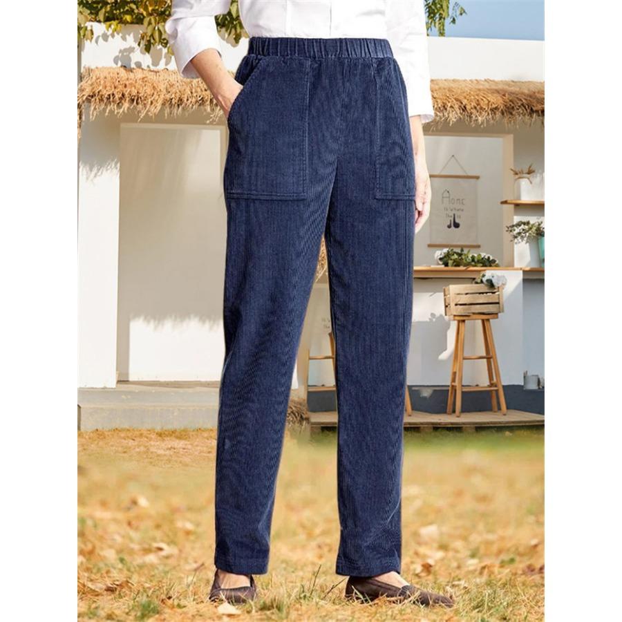 GMXIA Женские однотонные повседневные брюки прямого покроя с эластичной резинкой на талии для женщин