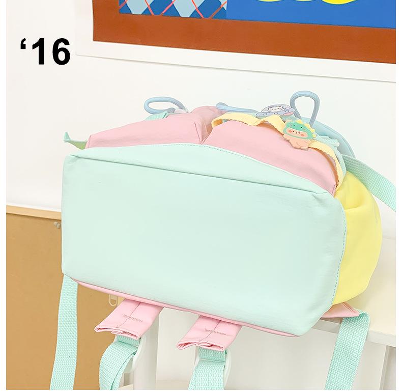 Color-Block Casual Backpack for Elementary School Girls - Large Capacity, Japanese Style