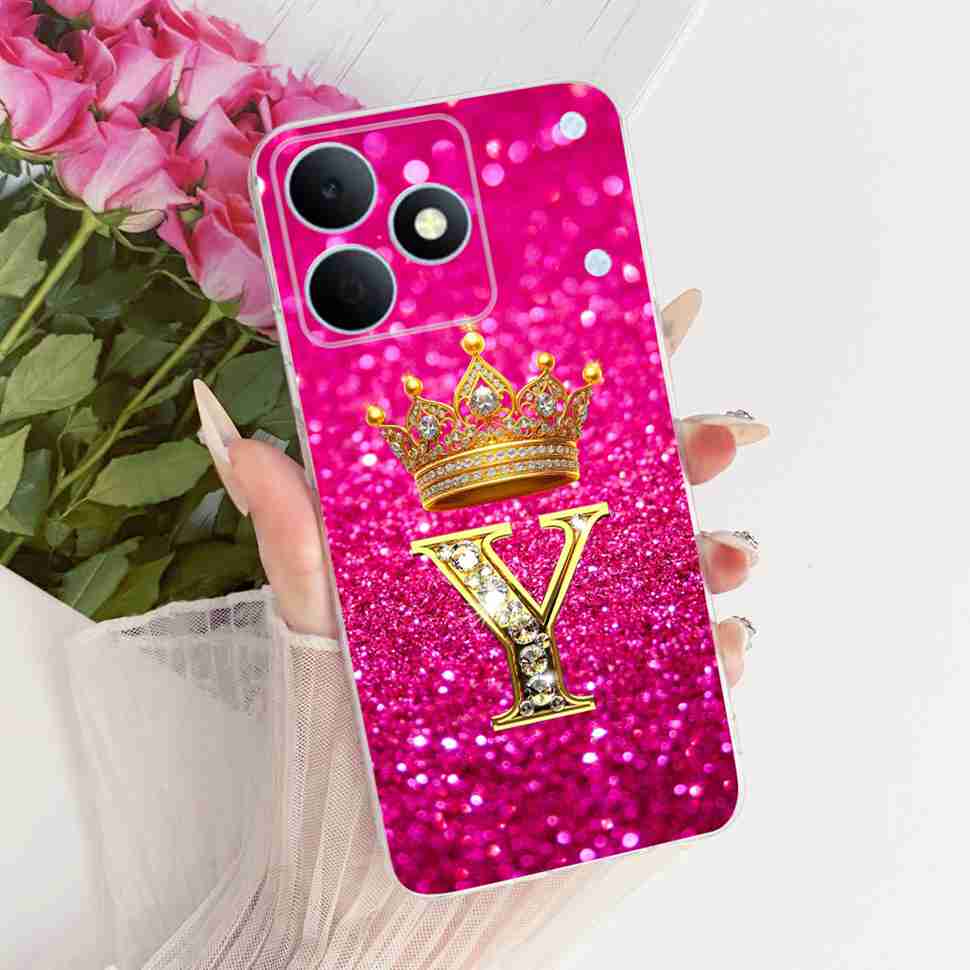 Чехол для Realme Note 80 4G RMX5388 Новый Буква Корона A-Z ТПУ Задняя Крышка Для Realme Note80 NOTE 80 4G Чехлы для Защиты Телефона